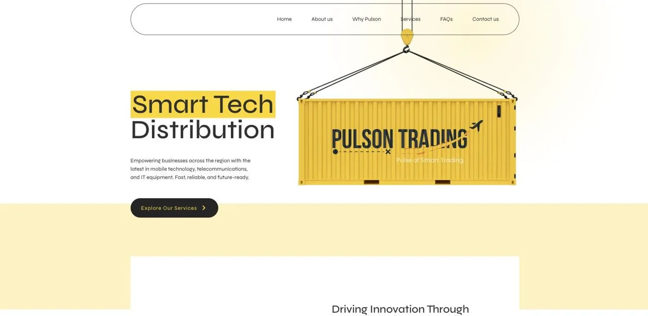 Pulson Trading home page on a desktop screen